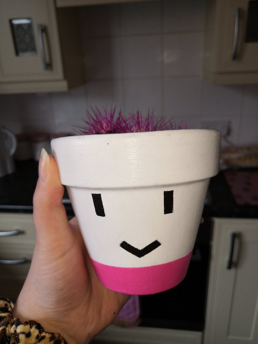 Studio_Simli's tweet image. I bought a Sims inspired plant pot on etsy and I couldn't be happier with it. It adds to the sneaky gamer girl elements to my pink kitchen quite nicely! 😍😍😍