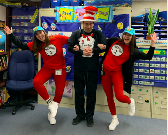 PghMercy's tweet photo. Pittsburgh Mercy colleagues and the Pittsburgh Public Schools teachers who serve with our Child Partial Hospitalization Program (PHP) celebrated Read Across America Week (March 1-5) by bringing beloved Dr. Seuss characters to life for the kids we serve! #ReadAcrossAmerica https://t.co/h2NEdhwYYi