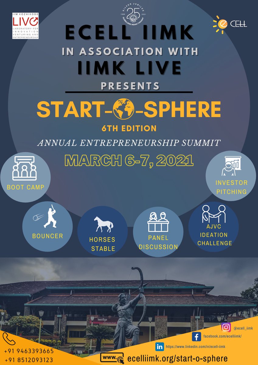 iimk_live's tweet photo. Much awaited annual startup-investor meet #startOsphere organised by @IIMKozhikode students’ e-@ecell_iimk is expected to go live today! 100+ #startups to meet 20+ #investors for potential funding of INR 7Cr. The virtual event this weekend is supported by @iimk_live https://t.co/96T6d2w1l4