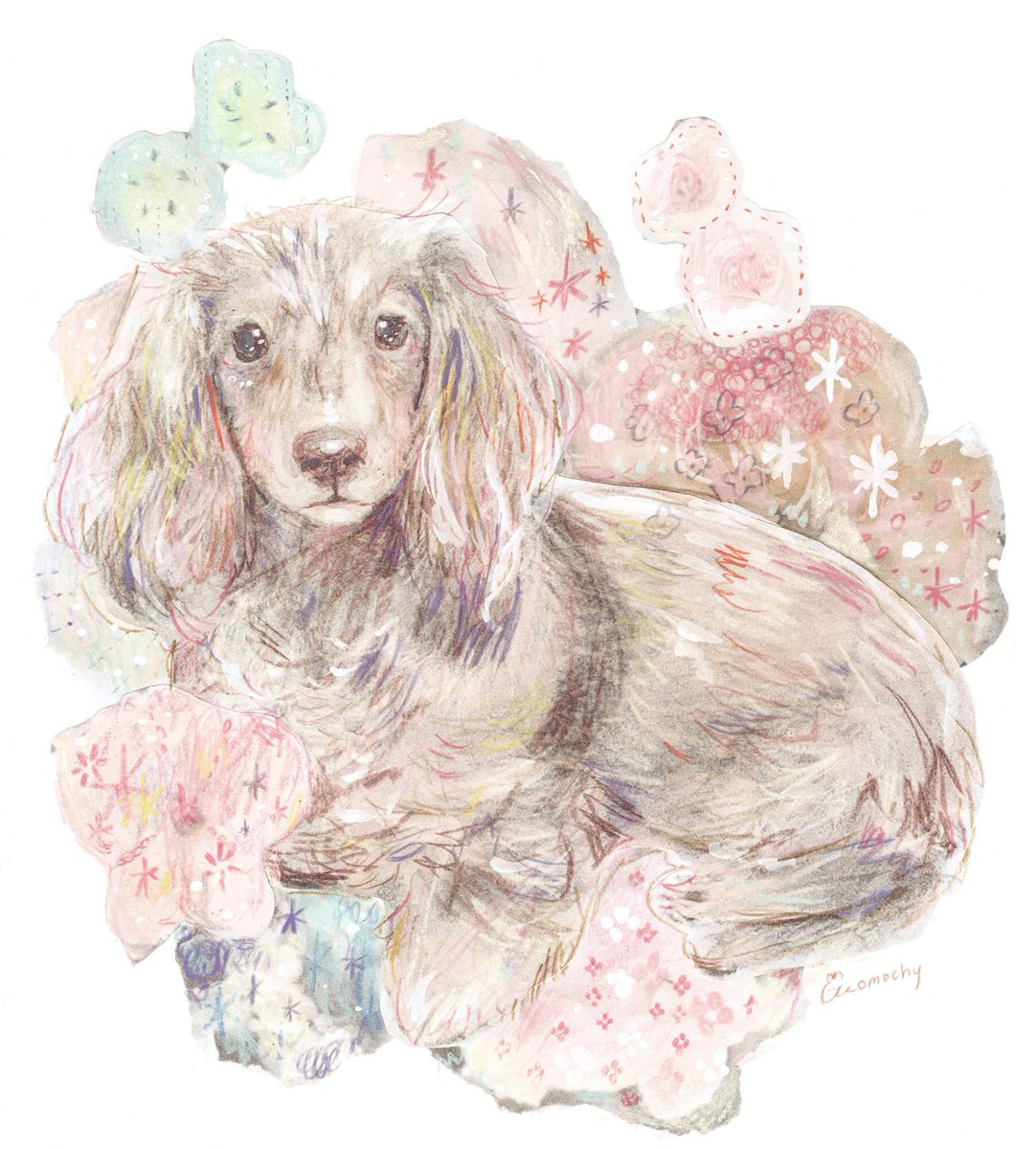 O Xrhsths Momochy ももちー Sto Twitter 犬とお花の写真を切り貼りして コラージュを作りました きなこのくらし