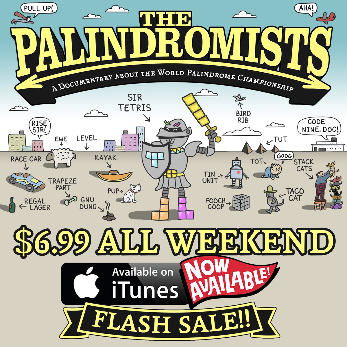 ClassicTetris's tweet image. The new film by CTWC organizers Vince Clemente and Adam Cornelius is available for Pre-Order on iTunes! Order this weekend and own it for just $6.99: apple.co/3tbWxBn 
Be a hero like Sir Tetris and help us climb the documentary charts!
#documentary #palindrome #wordplay