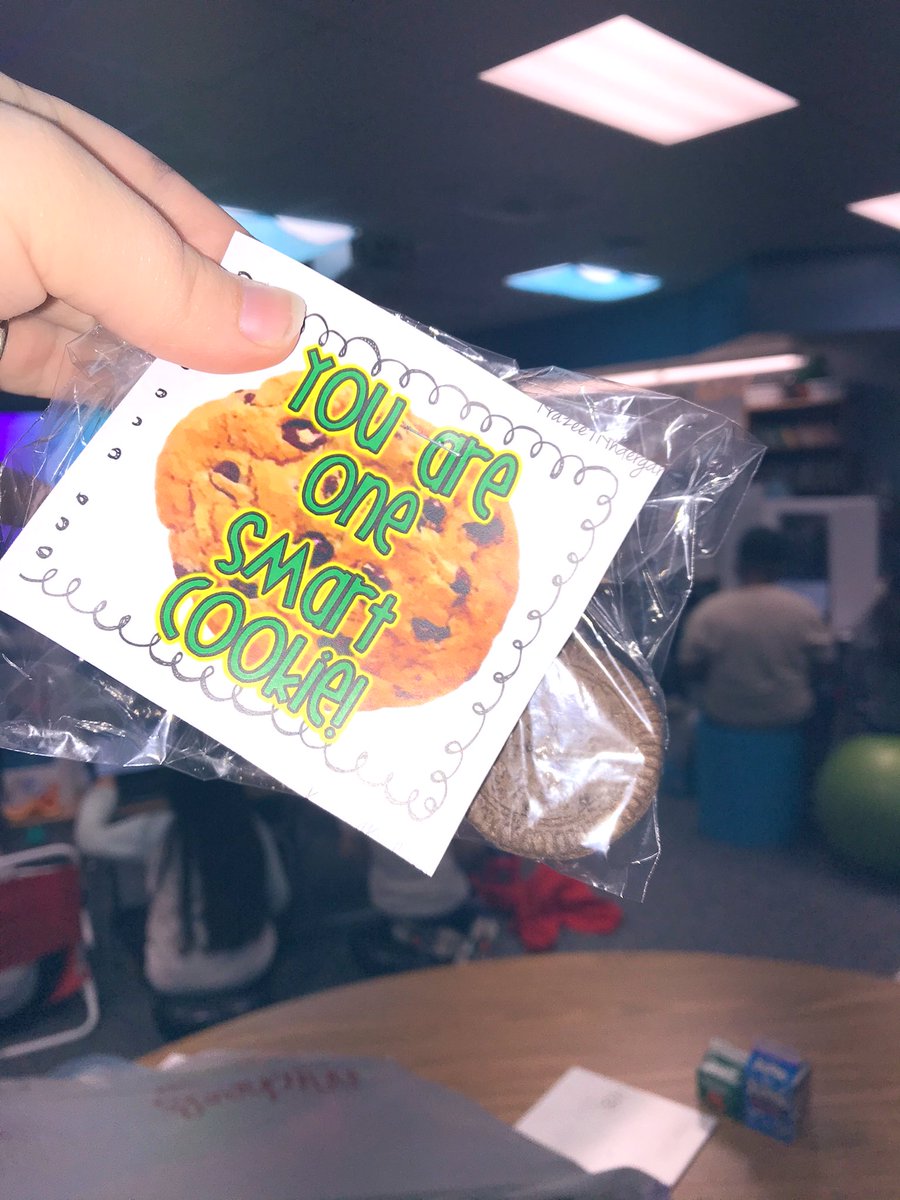 MrsGriderCE's tweet photo. Thanks to @MrSpencerKing ‘s class for our Smart Cookies and “Good Luck!” notes for IREAD next week 🍪 https://t.co/hWW4qdIcgx