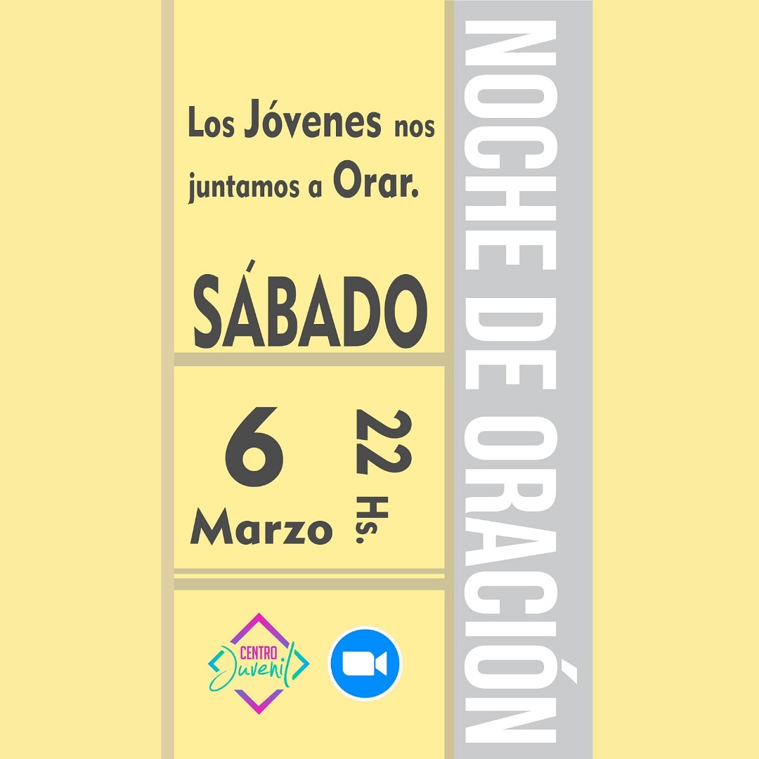 ccdeajovenes's tweet photo. 🙏🏼🔥 NOCHE DE ORACIÓN Este sábado 22:00hs VÍA ZOOM 📲💻

📡 Este Sábado 6 de Marzo 22:00hs los jóvenes tendremos un tiempo de oración.

 💬 Lleva tu petición para estar juntos orando a Dios por su intervención y respuesta.

📲 ❗ATENTOS❗
Antes de las 22 enviaremos el link. https://t.co/GTd9n4peCd