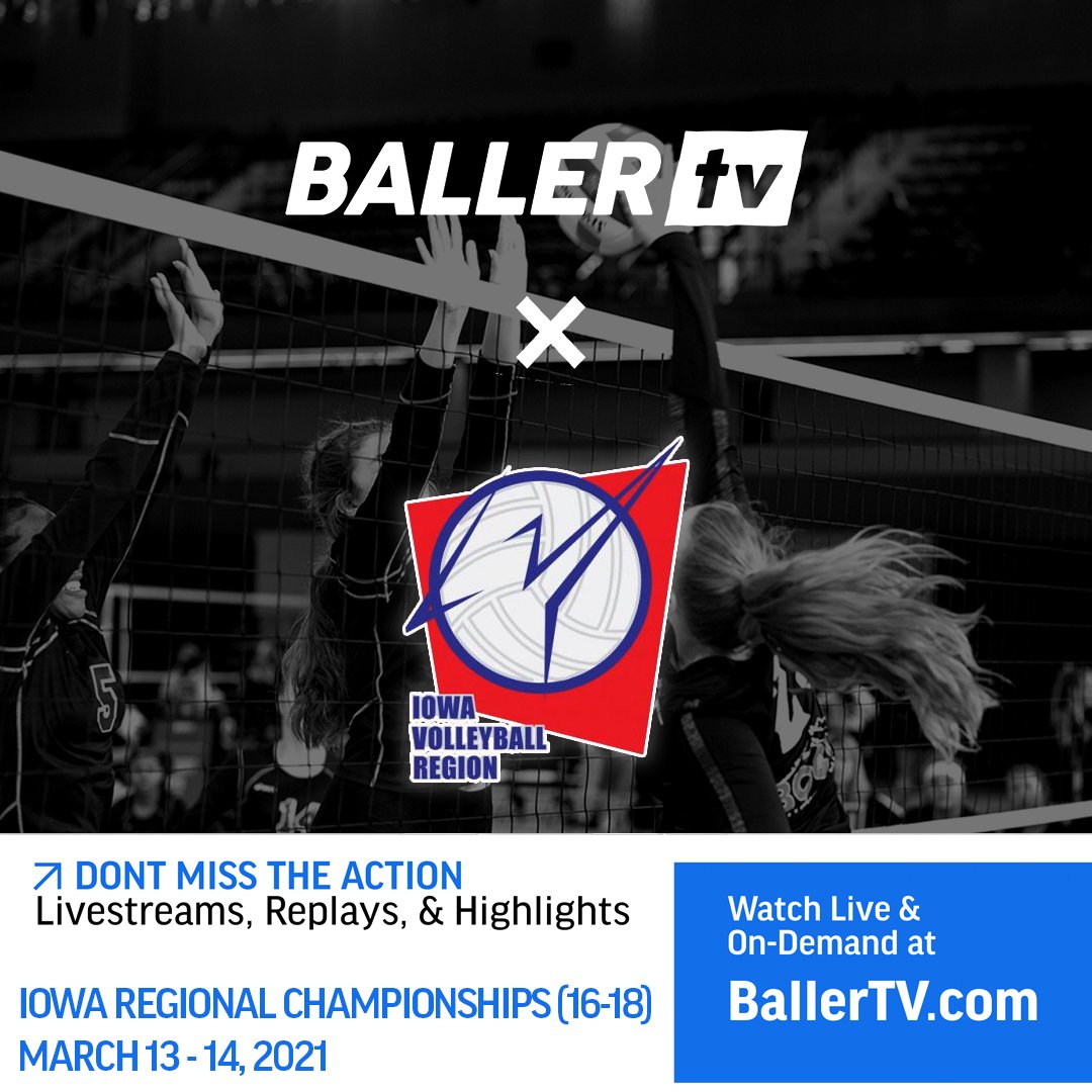 IowaVballRegion's tweet photo. Big News for Jr. Regionals this year!  We will have @BallerTV @ballertvvb live streaming each match!!!!  https://t.co/k9hYgRU263 https://t.co/SiPDLPy1b0