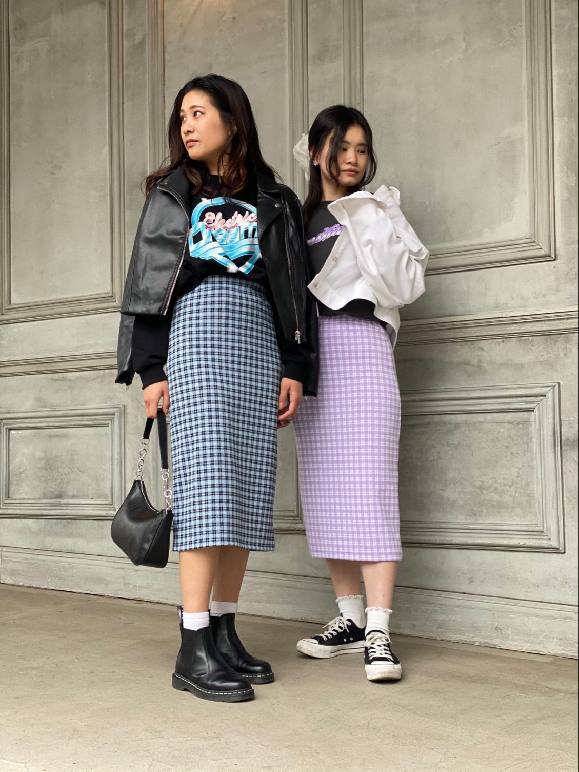 H M Japan H M Staff Styling Rikuさん Ayakaさん着用スカートで90s風双子甘辛コーデ 春らしいペンシルスカートはコーデしやすくておすすめ 店頭 オンラインでサイズも豊富にそろってますよ ジャガードパターンスカート T Co