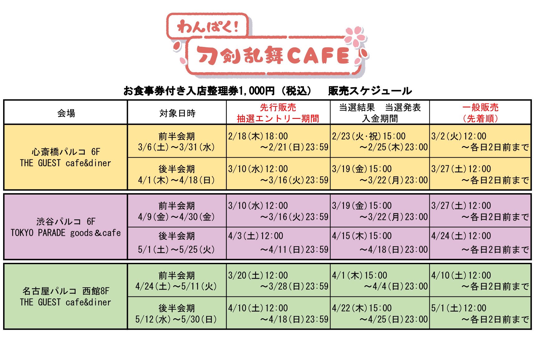 The Guest Cafe Diner 心斎橋パルコ店 わんぱく 刀剣乱舞cafe 大阪 東京 名古屋会場のカフェ予約 スケジュールのご案内です 詳細は各hpをご確認ください 心斎橋パルコ T Co I27ge70a5m 渋谷パルコ T Co 8rmwww5tor 名古屋
