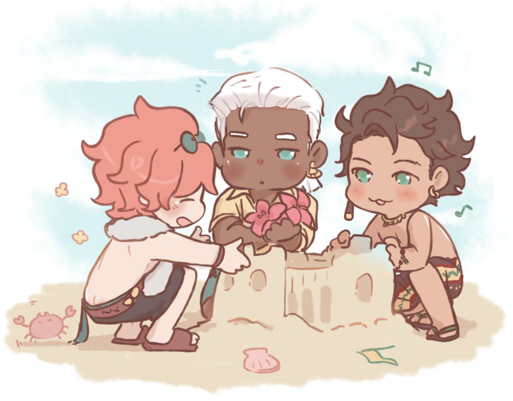 guessibetter's tweet image. fun in the sun with dedue (♡´౪`♡)