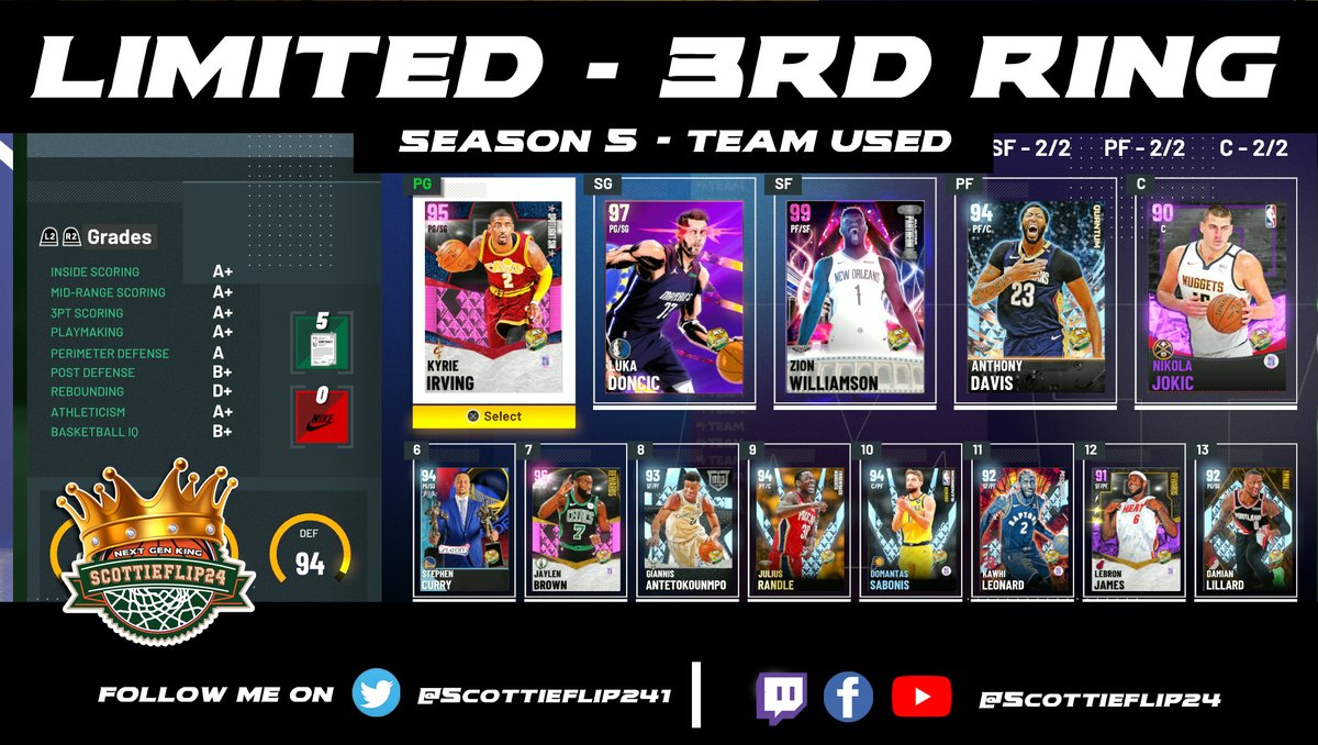 Scottieflip241's tweet photo. Limited 3rd Ring - Team Used
#NBA2K21MYTEAM #NBA2K21 #LIMITED #3rdRING #LINEUPUSED #SEASON5 #DARKMATTERZION https://t.co/lOdrrx5yN4