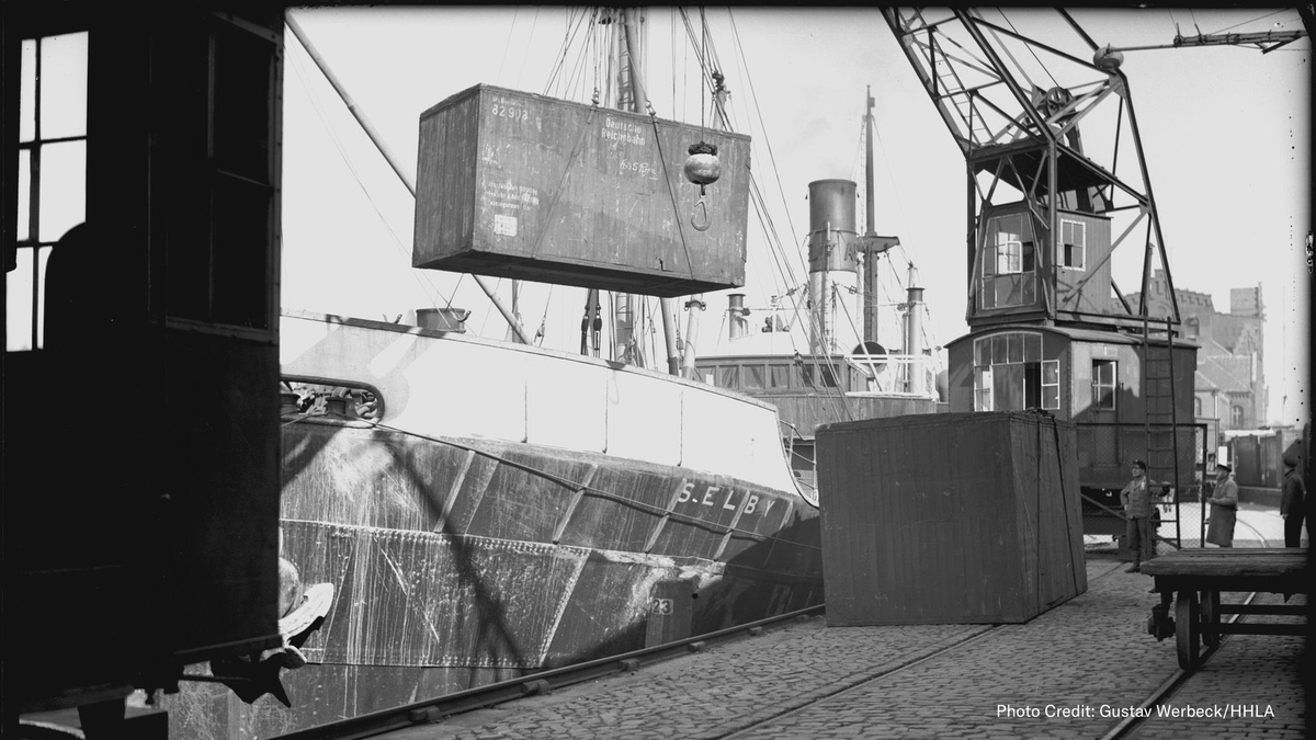 The Nazis drove many people persecuted as Jews to emigrate. At first, their possessions were shipped through the ports of Hamburg and Bremen. Our photo shows the British steamer 'Selby,' it carried Jewish emigrants’ household effects from Hamburg to London in the spring of 1939.