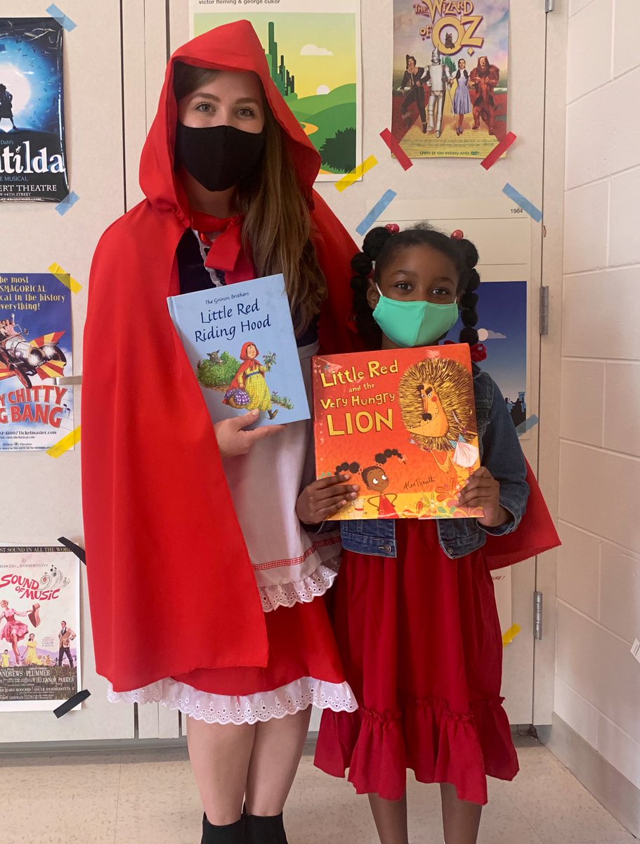 MissGCarpenter's tweet photo. @MrsRitaVasquez ‘s class previously studied fractured tales with me and this little lovebug made my day when she exclaimed “That little red looks just like me!” ❤️ And today, she chose this as her favorite book character! 🥰 #mesrocks https://t.co/3u89MOO4cV