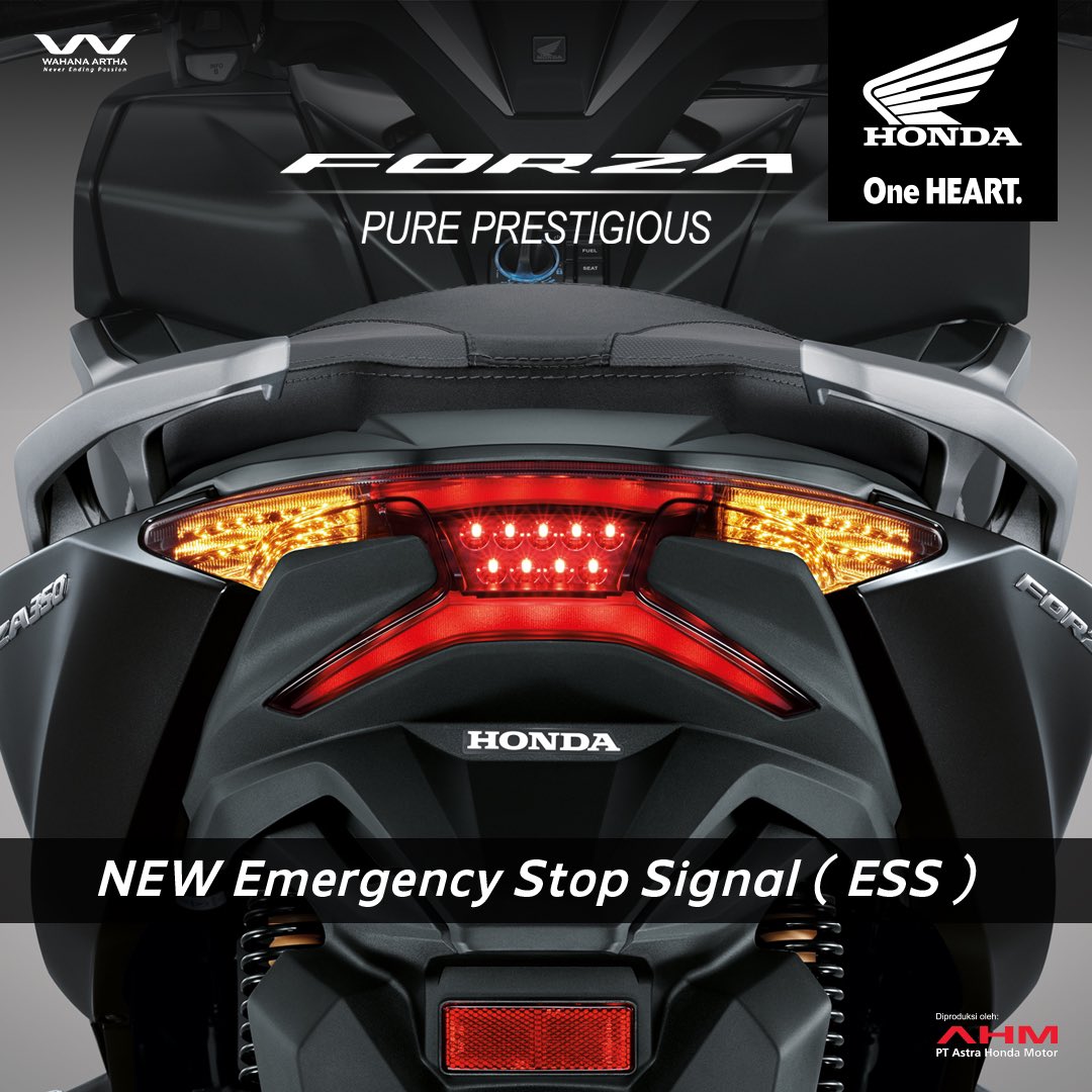 WahanaHonda's tweet photo. Fitur All New #HondaForza LED Taillight yang dilengkapi Emergency Stop Signal (ESS) yang berguna banget untuk keamanan di kondisi darurat saat pengereman mendadak pas kecepatan tinggi 😊

#NewForza
#PurePrestigious
#BersamaHonda
#WahanaHonda
#WahanaJakarta
#WahanaTangerang https://t.co/gzVJRf6OH8
