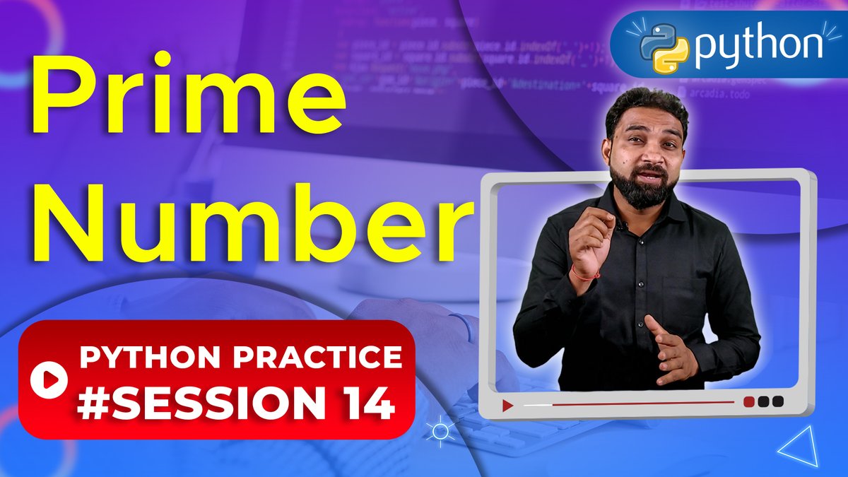 NewtumSolutions's tweet image. Python Practice 14: Program to check a prime number in python

youtu.be/O9-WiO1X3e0

If you want to enroll for the full course click over here: newtum.com/python_online_…​

#Newtum​ #PythonPracticeSeries​ #pythonlearning #pythonBot  #Python