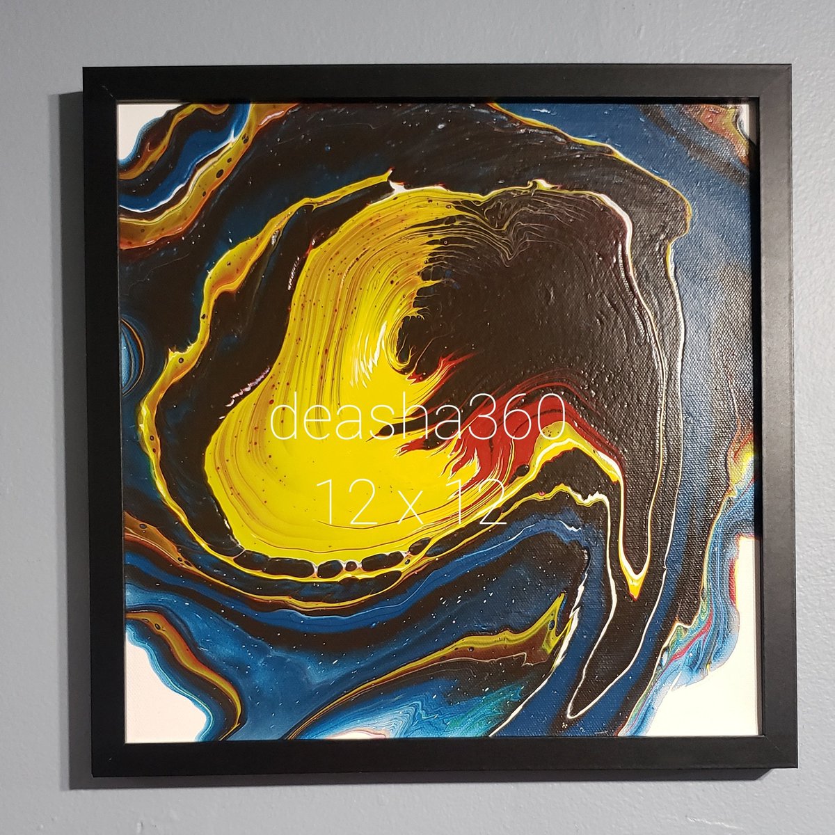 deasha360's tweet photo. 12 x 12 "Yellow Macaw" Can you see it? It has a brown beak. I'm amazed to see things within the art! #acrylicart #acrylic #fluidart #pourpainting #deasha360 #deasha #abstractart #ringpour #painting #localartist #art #artist #macaw #macawart #acrylicpainting https://t.co/d9cw6lXcCn