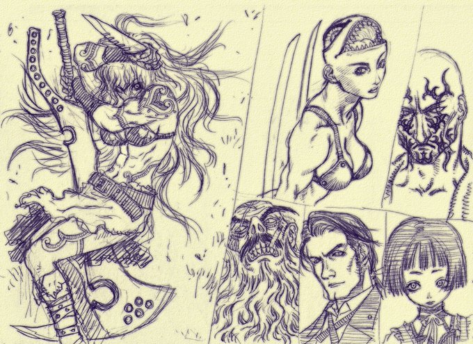 なんとなく描きたかったので...
ムキムキお姉さんと人外ズです
#シャーペン #落書き #アナログイラスト 