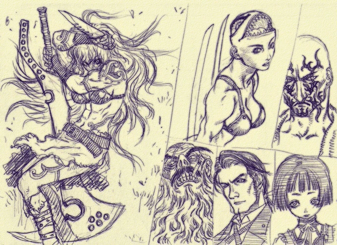 なんとなく描きたかったので...
ムキムキお姉さんと人外ズです
#シャーペン #落書き #アナログイラスト 