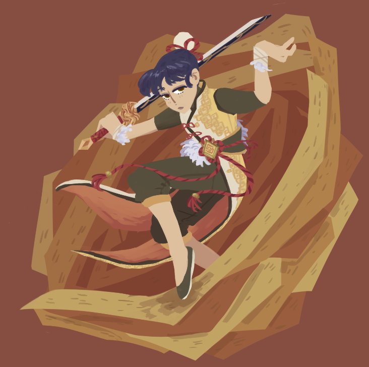 Ended up doing another gacha splash art of my actual genshin OC.