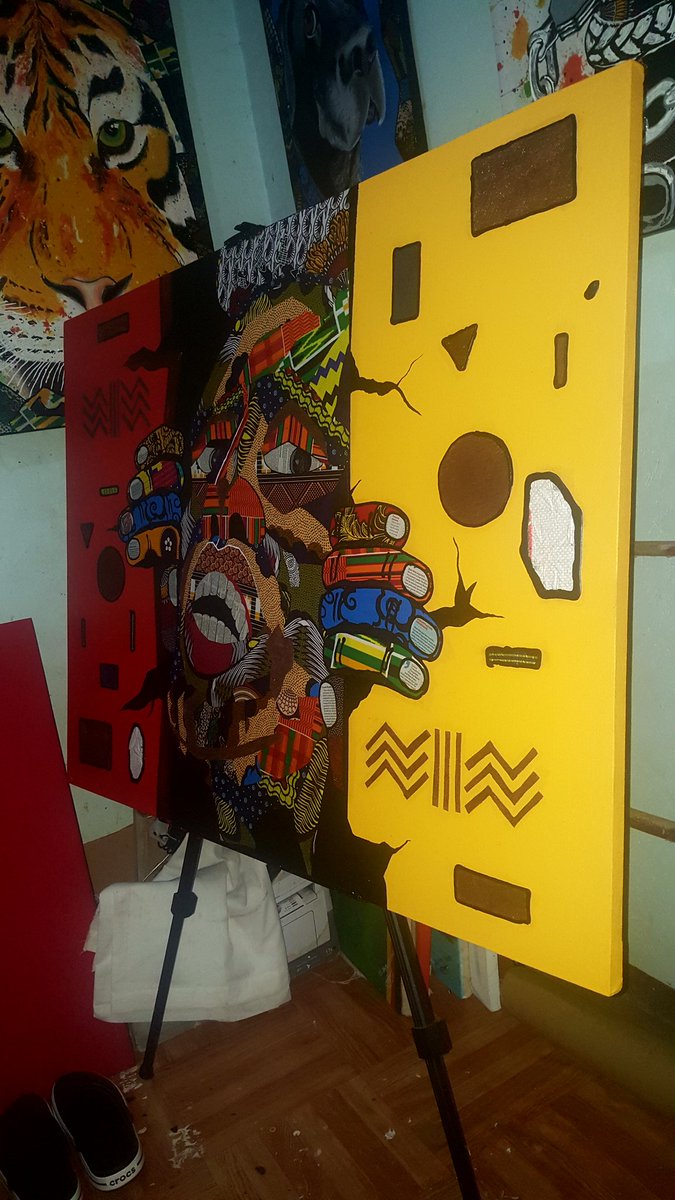 ArtsOlympusy's tweet photo. DON'T GIVE UP" entitled
Work in progress ... #studiotime 121cm X 91 #ssuuna_f
#risingartstar
#dontquit #masaka #africa #uganda #art #mixedmidea #recycling #sack #backcloth #jeans #fabriconcanvas #kakogallery #situkatutambule #bobiwine #culture #artcollectors #abstractart https://t.co/tvQF7GNV6R