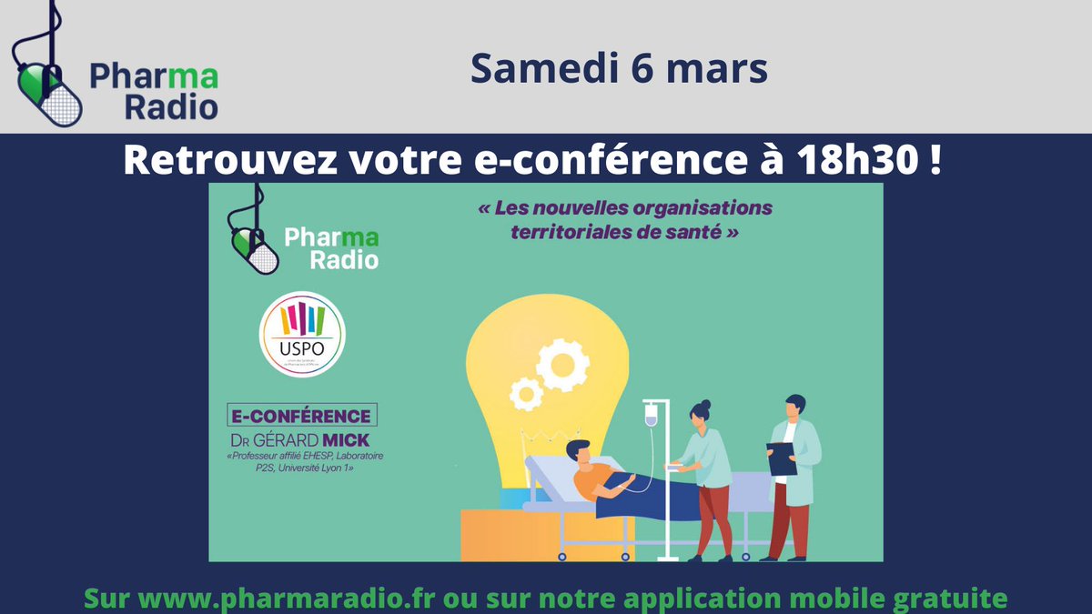 🚨 N'oubliez pas 🚨

@USPO_Pharmacies 

#organisation #santé #econference #pharmacie #medical #officne #hopital #clinique #pharmacien #professionnelsdelasante #pharmaradio #radio #media #actualités #actualité #news #infos