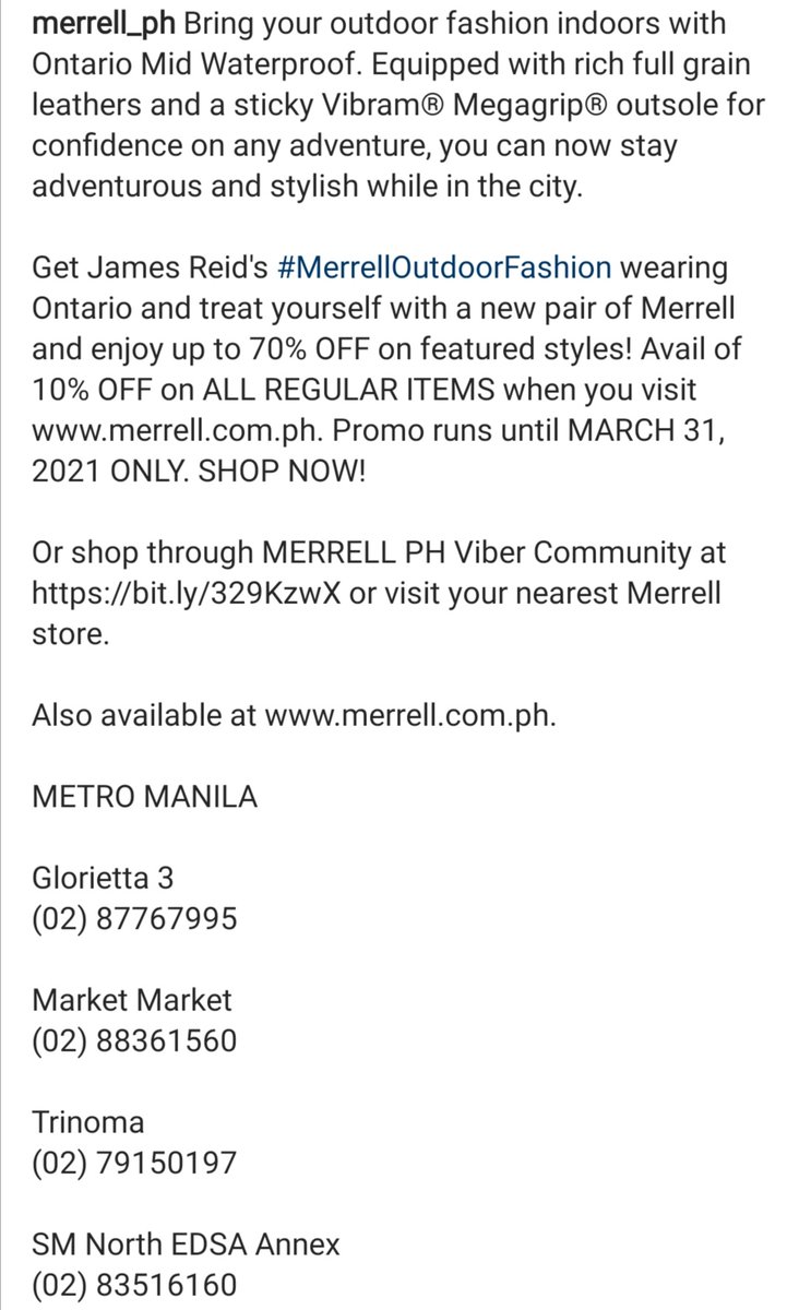 leigh3112's tweet photo. Bring your outdoor fashion indoors with Ontario Mid Waterproof. Equipped with rich full grain leathers and a sticky Vibram® Megagrip® outsole for confidence on any adventure, you can now stay adventurous and stylish while in the city.©️merrell_ph

#JamesxMerrell
#JamesReid https://t.co/VyIlGsGfrv