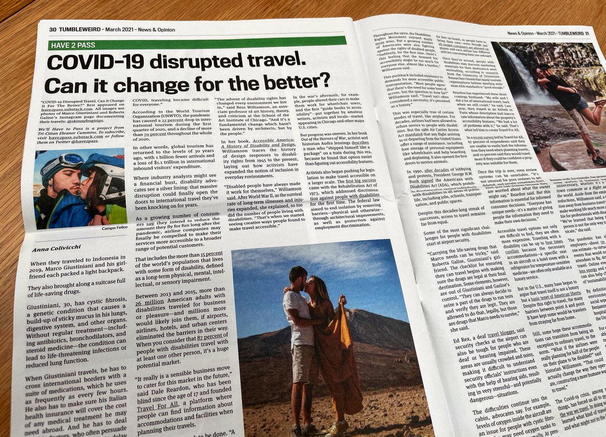 So cool to see my <a href="/Have2Pass/">We'll Have To Pass</a> piece about travelling after covid in print for <a href="/tumbleweirdzine/">Tumbleweird</a> 🥰