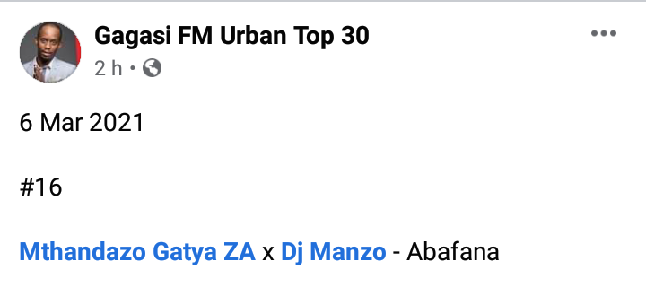 MthandazoGatya's tweet photo. Abafana already on the Charts, Mzalwane makes the 3rd radio chart with my name on for the day as it debuted on the Metro FM top 40 today, get it and more new songs here👇🏿
https://t.co/vRsqlvXtZM https://t.co/9WAhyAj6H1