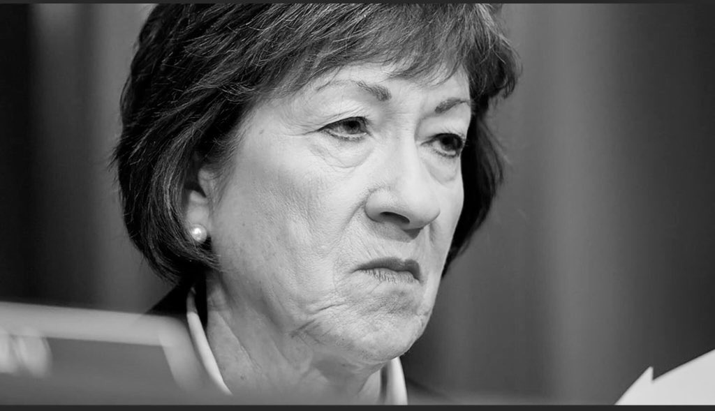 Mackworth12's tweet photo. Chiseling, small-potatoes @GOP hack @SenatorCollins’ dim-bulb idea is to cut 67% of the funding from a relief package that 70% of Americans approve of.
Collins’ message to struggling, COVID weary Americans: “Fuck You.”
Soulless, heartless and rotting from within. #RecallCollins https://t.co/BGEB93fN7a