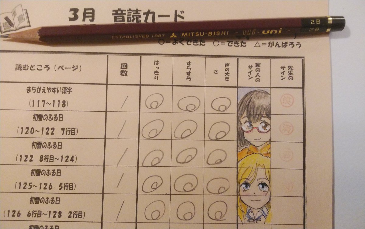 音読カード 表紙 イラスト