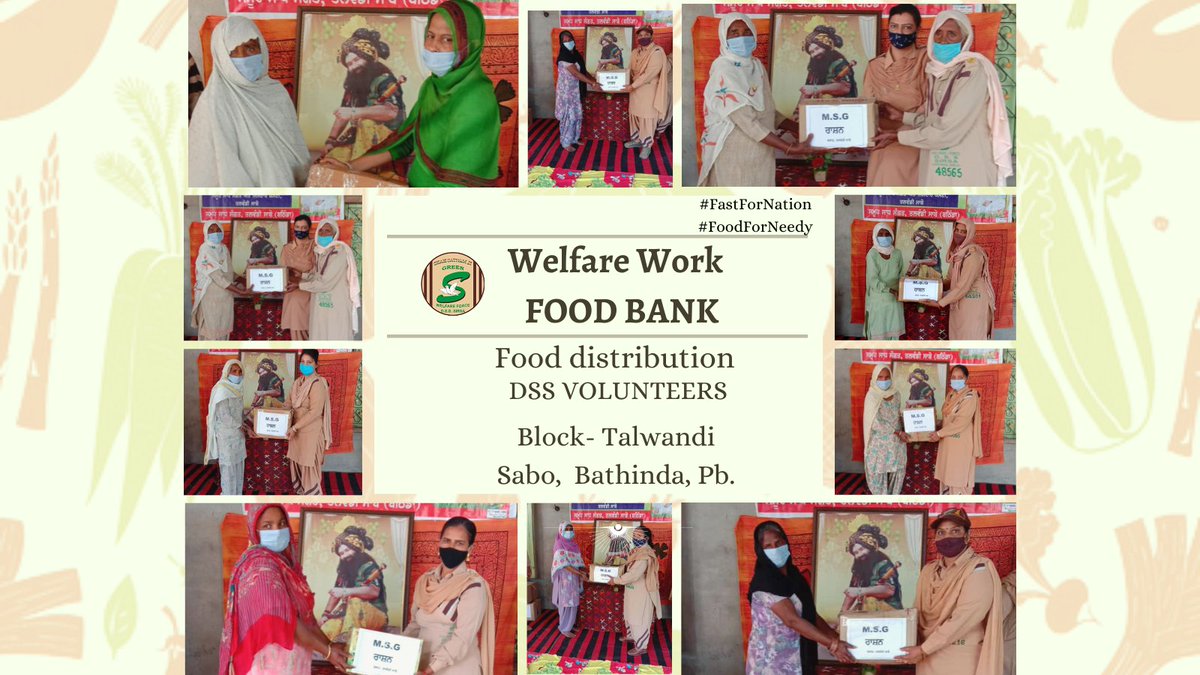 GreenSwelfares's tweet photo. With consistent endeavors to fight d global hunger crisis, d volunteers are providing free ration kits to needy families. By following d teachings of St Dr. @Gurmeetramrahim Singh Ji Insan, they are availing #food to needy ones &amp; helping them survive! #FastForNation #foodforneedy https://t.co/dYfEDx3BNn