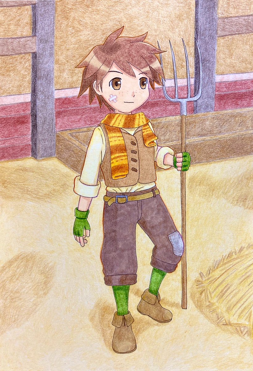 日向さら 絵描き 牧場物語つながる新天地のフリッツ イラスト アナログイラスト 二次創作 日向さら 絵描き 牧場物語つながる新天地のフリッツ イラスト アナログイラスト 二次創作