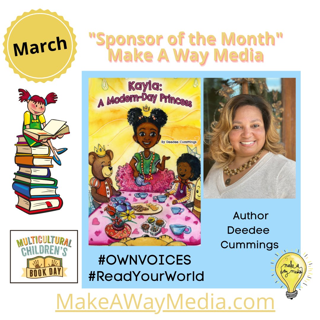 MCChildsBookDay's tweet photo. MARCH Sponsor of the Month, @makeawaymedia and @AuthorDeedeeC , have an exciting #OWNVOICES project to share! Kayla: Modern-Day Princess is a 5-book #diversepicturebook series slated to release April-Aug of 2021. Details at https://t.co/1zOAH5xxTB #ReadYourWorld #MakeAWayMedia https://t.co/gZQIIalfMu