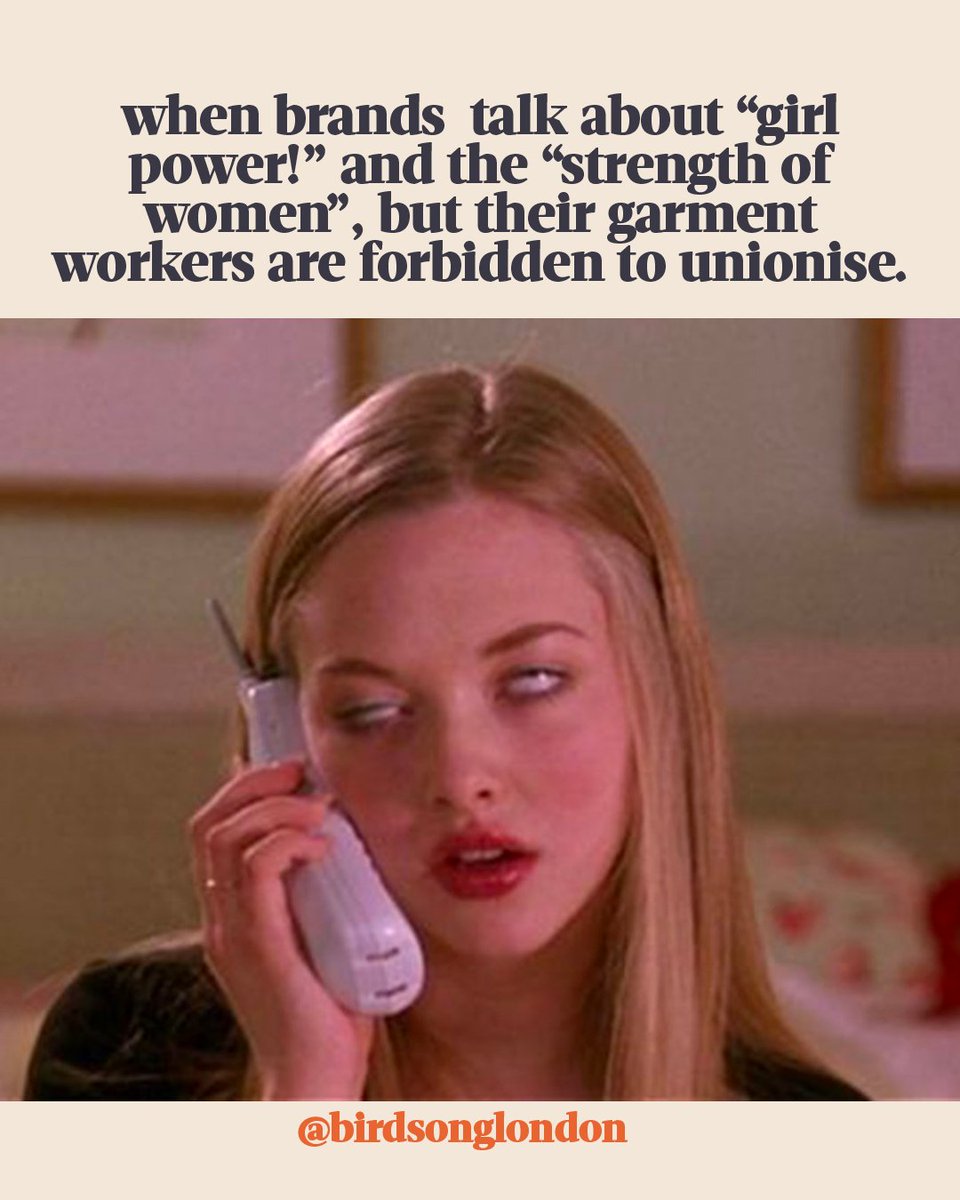 birdsonglondon's tweet photo. It's getting to that time of year again when brand clamber to be seen as feminist. We think there's any easier way to show you care. As 90% of garments workers globally are women, how about brands pay living wages and commit to good working conditions?
#InternationalWomensDay https://t.co/95JwHqNg2G