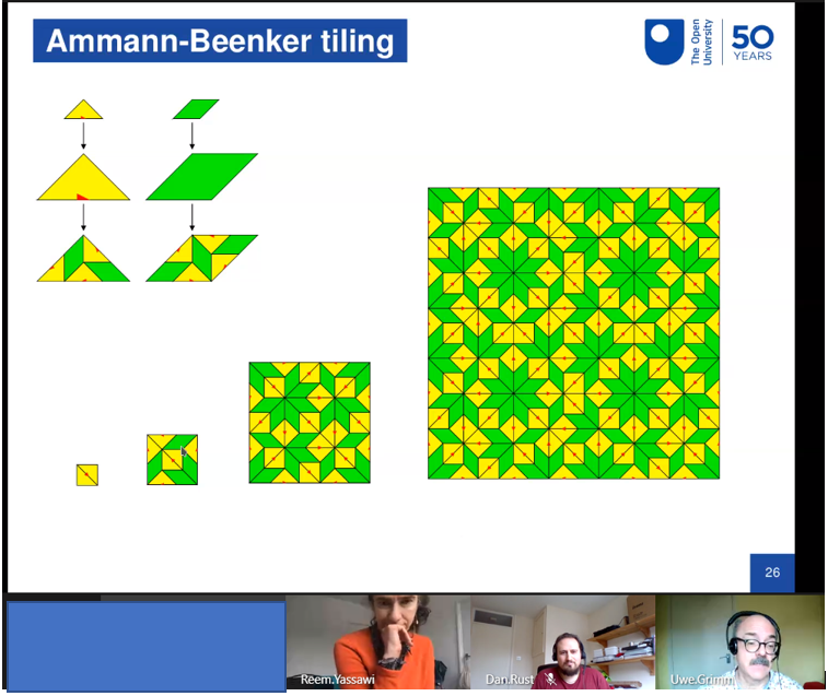 WebbMaths's tweet photo. Feeling the need to retile my kitchen and bathroom...and entire house... thanks to @RealLateStarter and Reem Yassawi. Many students feeling inspired by these as well.
A fascinating #oumasterclass this morning! @OUMathsStats
#mathsart #patterns #tilings https://t.co/Yq1cllJ50i