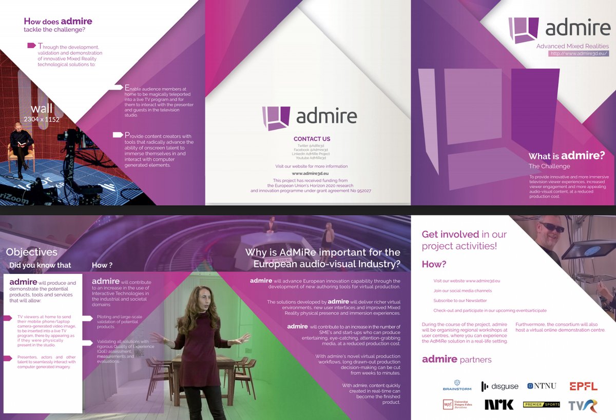 Have a look to the AdMiRe Leaflet!!
admire3d.eu/discover_leafl…

#AR #VR #XR #VirtualStudio #VirtualSet #BroadcastGraphics #GFX #VFX #storytelling #filmmaking #LiveProduction #VirtualProduction

@disguise_one @GTI_UPF @EPFL_en @NTNUnorway @PremierSportsTV @NRKno @_TVR @brainstorm3d