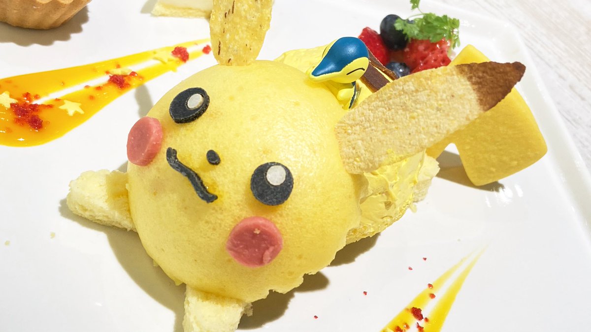 ヒノッチ ポケモン25周年記念メニュー ピカチュウのでんこうせっか プレート 改めて おめでチュウございました ポケモンカフェ ポケモン25周年
