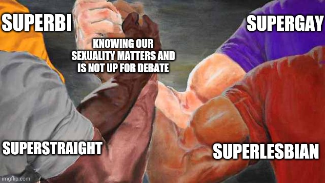 theomegalesbian's tweet photo. The #SuperLesbian community stands in solidarity with our #SuperGay, #SuperBi, and #SuperStraight brothers and sisters.
Our sexualities are not "hateful" of those they don't include and we're sick and tired of the harrassment and erasure! https://t.co/TdnQzipEto