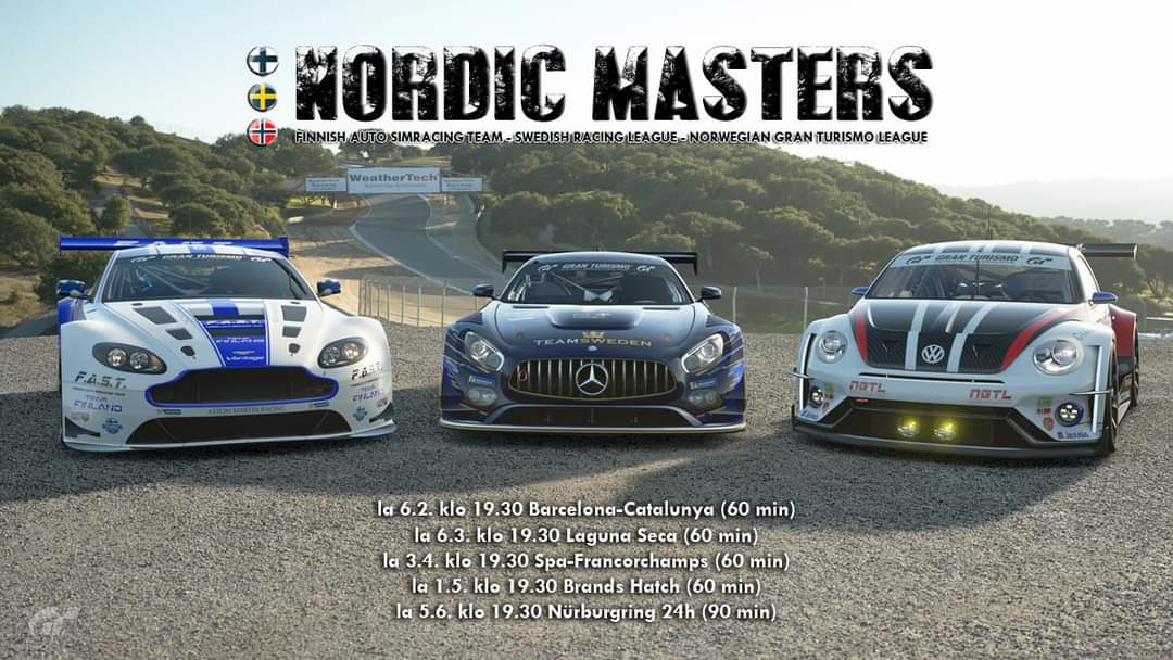 fast_markusvii's tweet image. Nordic Masters jatkuu tänään, kun Suomen, Ruotsin ja Norjan parhaat kohtaavat Laguna Secan radalla Gran Turismo Sport:ssa.
Aika-ajo alkaa 19.30.

Nähdään kanavalla! 
youtube.com/FinnishAutoSim…

#NordicMasters
#2FAST4U
#GTSport
#esportfi
@Fast_Simracing 
@simracingfi