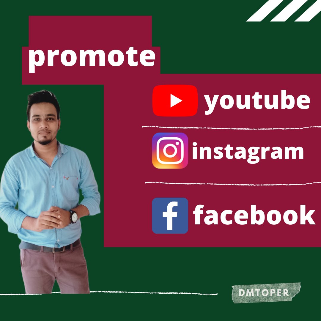 dmtoper's tweet image. If you want to grow your social media profile just knock me. 
I will promote your video with #digital_marketing_service

#promote #youtube #instgram #Facebook #Pinterest #socialmediamarketing #SocialMedia