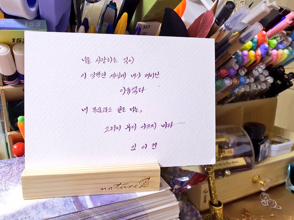 너를 사랑하는 것이
이 각박한 세상에 내가 태어난
이유였다

내 목숨과도 같은 너는,
그러니 부디 아프지 마라