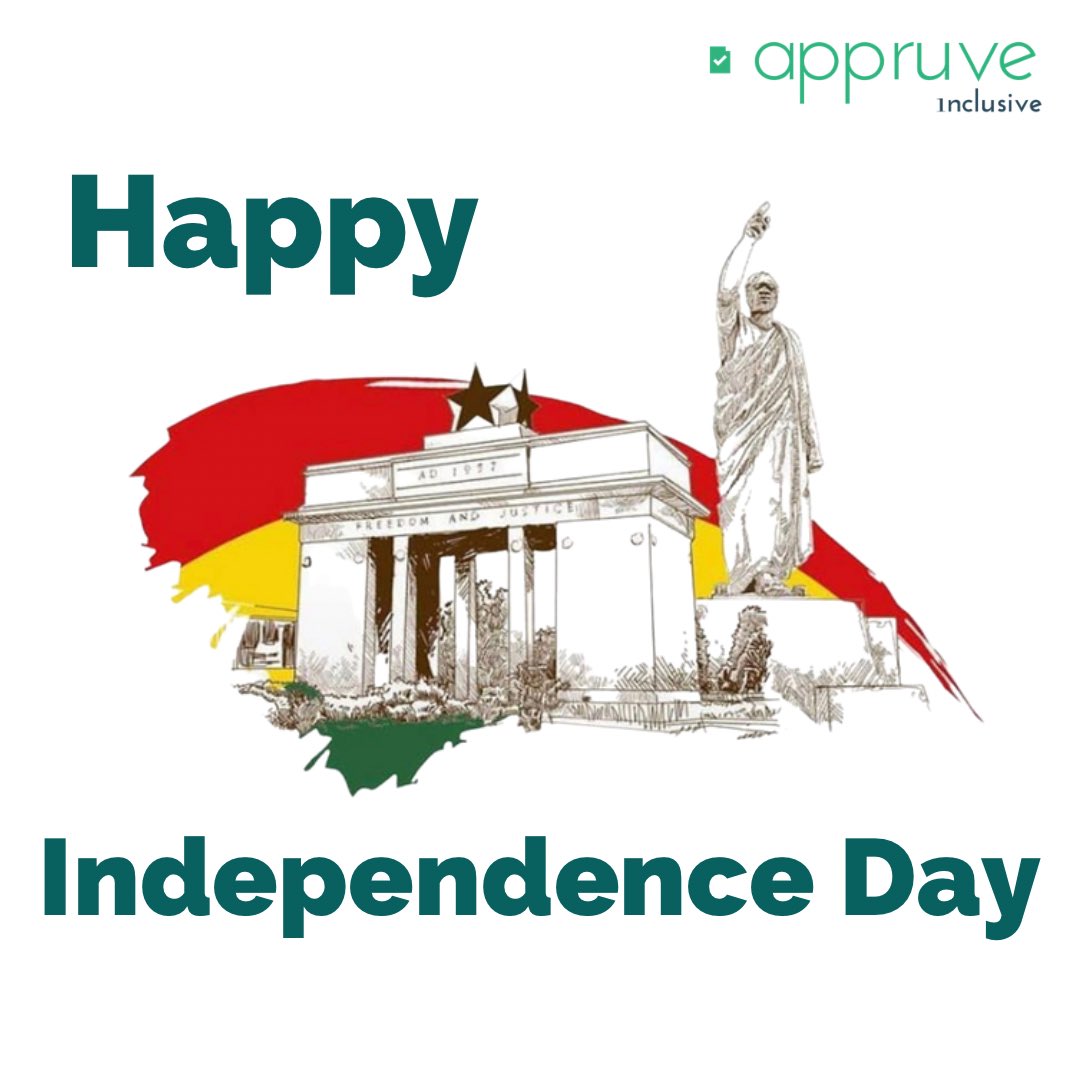 AppruveHQ's tweet photo. On this day 64 years ago, Ghana attained her independence from British colonial rule under the leadership of Kwame Nkurumah with our founding fathers and mothers.
We celebrate with our Ghanaian brothers and sisters across the world! 🇬🇭
#Appruve #ghanaindependence #ghanaat64 https://t.co/hZBP7zENiX