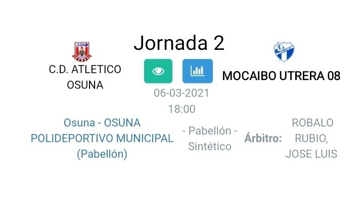 Buenos días Utrera!! Hoy visitamos Osuna para enfrentarnos a <a href="/CDAtleticoOsuna/">C.D. Atlético Osuna</a> 

#pasionporelfutbolsala💙⚽💙
#enganchatealazul