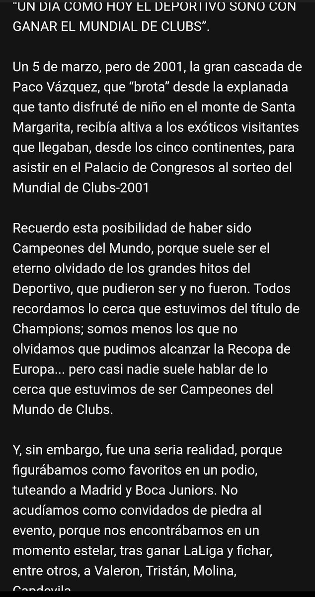 DeporUnido's tweet photo. "Recuerdo esa posibilidad de haber sido campeones del mundo." Artículo de Augusto César Lendoiro. https://t.co/TcccKWz43S