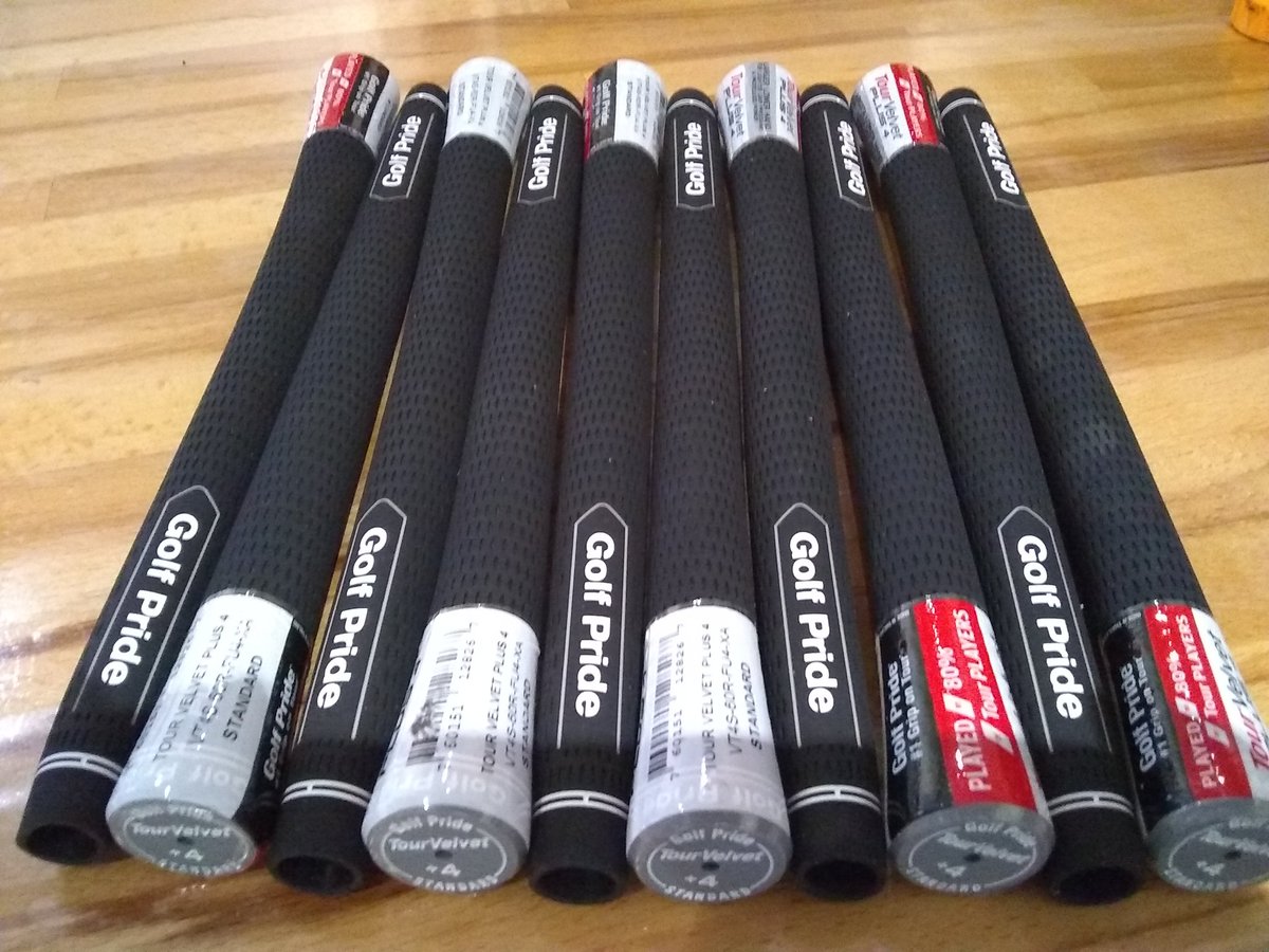 jfgolf3's tweet photo. Golf Pride Tour Velvet Plus 4.  Standard.  Slightly thicker feel for lower hand.  Really smart grips. X10 currently in stock.  £9 per grip fitted.  #ReGrips #Golf #Leatherhead https://t.co/BhlqWZGuvN