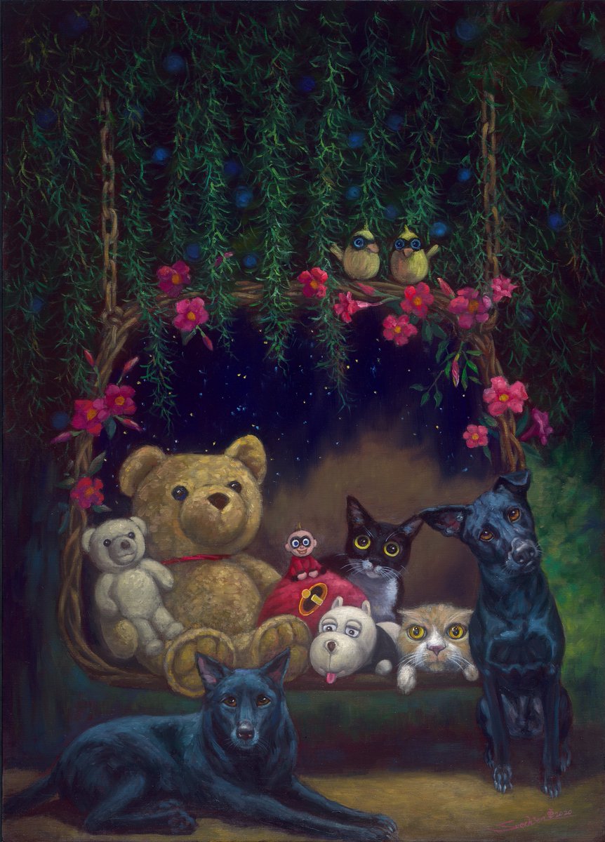 petsstoryonair's tweet photo. The four cats and dogs are no longer straying anymore.❤ They eat, drink, and live happily everyday~~😂

四寶的故事/油彩/40P/2020/卓淑倩
Story Of Four Lovely Pets/ oil painting/ 40P/ 2020 / Suechien Chuo

#卓淑倩 #SuechienChuo
#動物 #animals
#油彩 #oilpainting https://t.co/TvKNkjcg52