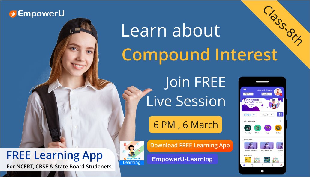 Dear Students
Be ready for today's class 'Simple Interest & Compound Interest' on 6th March at 6 PM, you can share it with your friends and all the students who want to learn something new can join this class.
meet.google.com/hvq-obrv-rvx 
#class8th #exams2021 #Livestream