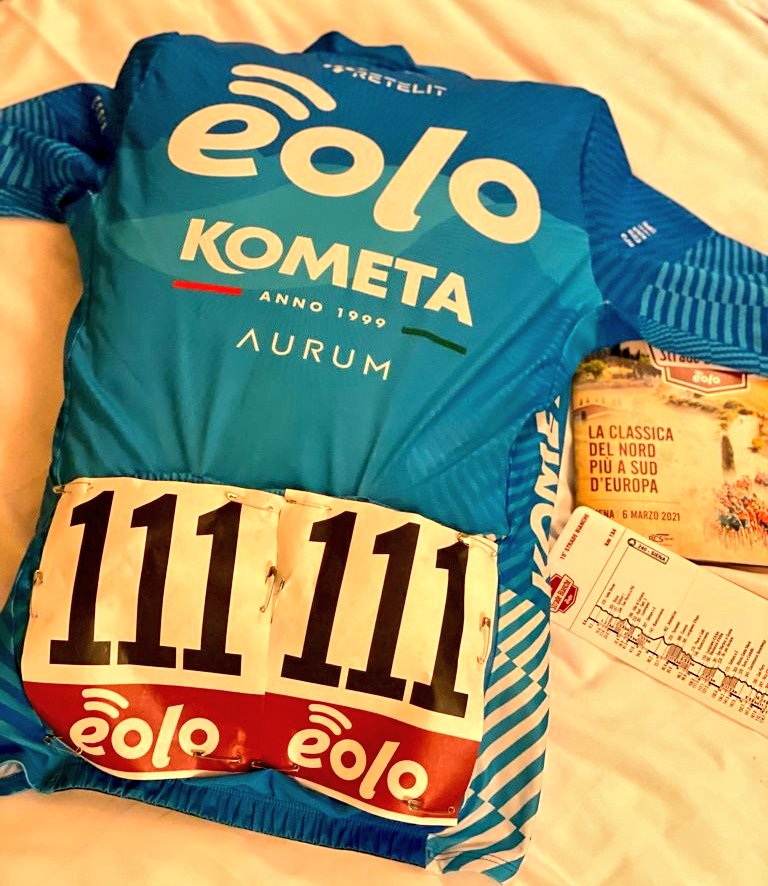 An unforgettable bib for <a href="/davide_bais/">Davide Bais</a>! 
#EOLOKOMETACyclingTeam #StradeBianche
