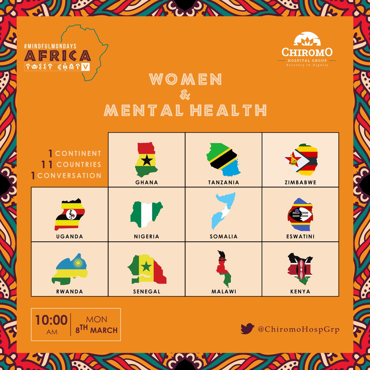 35 panelists,from 11 different Countries, native of different languages, but brought together by one conversation; Women &amp; Mental Health.
Let's come together on #IWD2021 and discuss the state of the mental health of the African Woman of today. 

#InternationalWomensDay