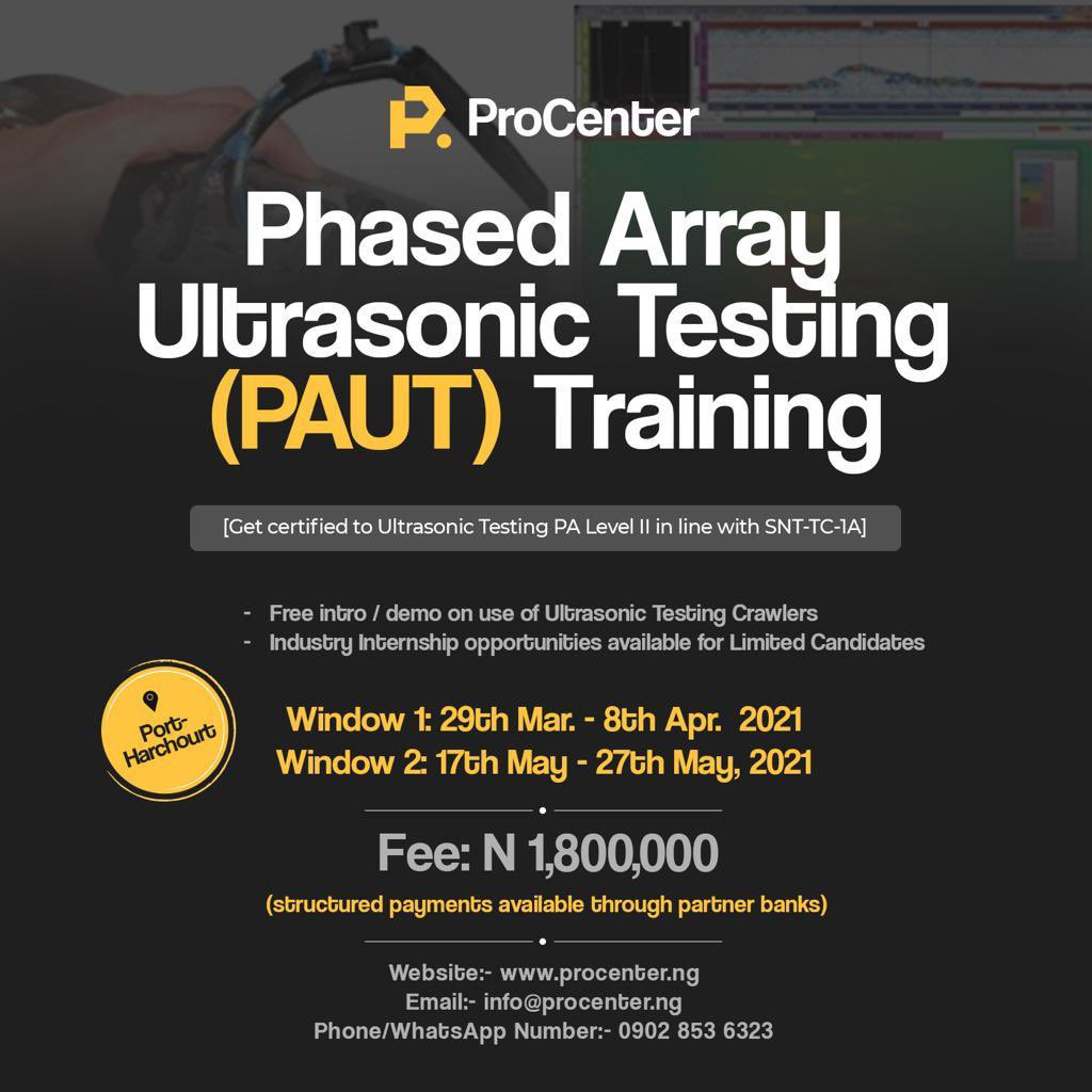 ProcenterN's tweet photo. ProCenter International is glad to present Pulsed Array Ultrasonic Testing (PAUT) and Digital Radiographic Testing (DRT) Training for NDT Professionals who are ready to accelerate their career goals. https://t.co/cOBL3e2Zfe