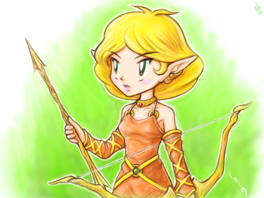 しのしの You Shino エルフの射手 オリジナルキャラとして描いてみた つがえる矢は一本のみ 古代の森を覆い尽くす災厄神に鎮めるためその決意を自らに問う そんなイメージな感じで Shino2chara