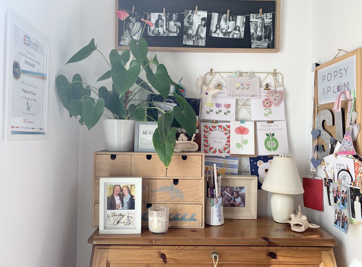 Day 4 of #MarchMeetTheMaker is ‘on your desk’. Mine consists of my very first set of card samples to remind me how far I’ve come. Also got my #SBSwinner certificate, loads of pens, pot plant, family photos and one of me &amp; <a href="/charleyboorman/">Charley Boorman</a> - what’s on your desk?