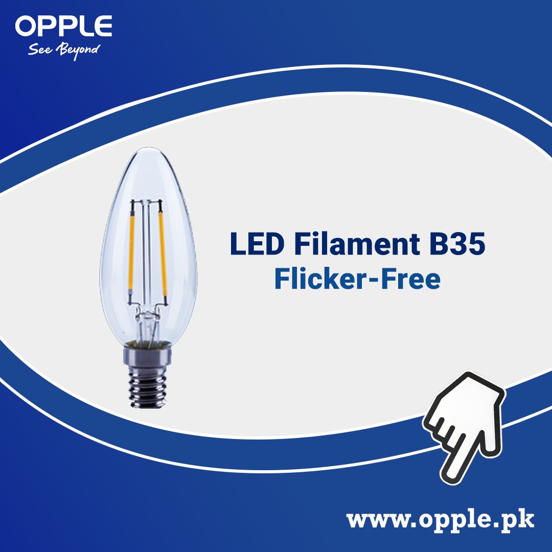 OppleL's tweet image. LED Filament B35. 💥💥
Classic light bulb shape ensures an easy replacement; Instant 100% light when switched on and no startup time❗
For details:
☎ Call Mr. Kashif 03200845185
🌐Visit: opple.pk
OR You may send us an email at kashif.rao@opple.com

#LEDFilament